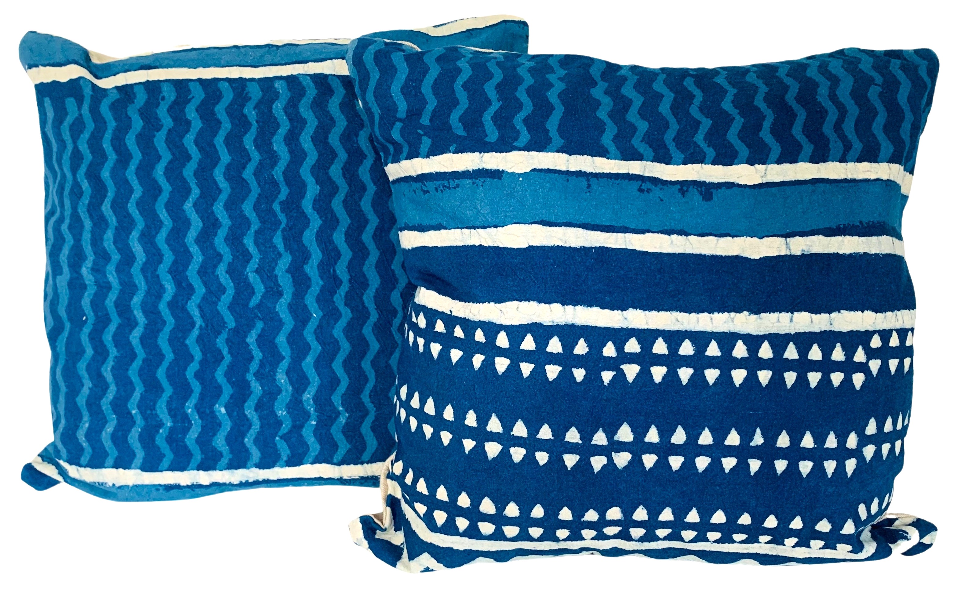 Hand-Printed Shibori Throw Pillows, Pair