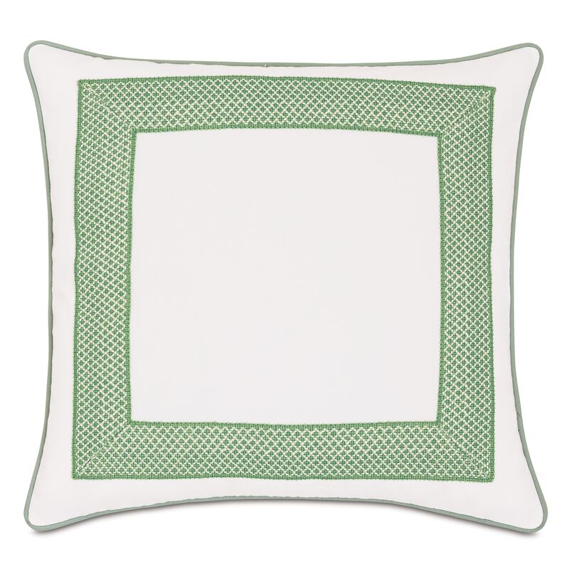 Willa Outdoor Pillow, White/Celadon