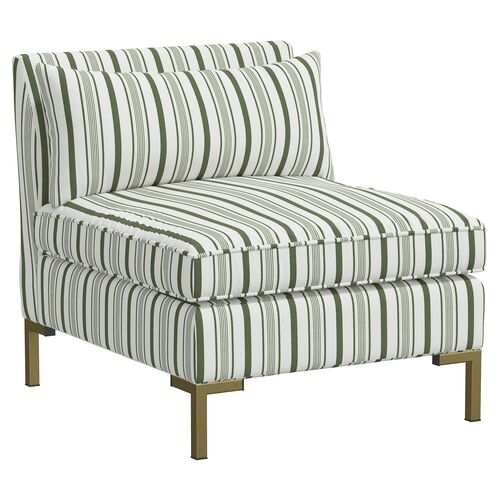 Marceau Slipper Chair, Luli Stripe Moss~P77603868