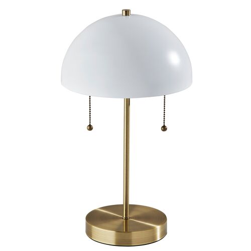 Finn Table Lamp, Antique Brass/White~P77620321