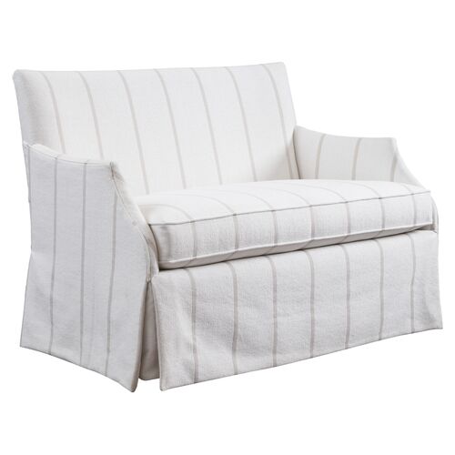 Agate Upholstered Settee, Cream Stripe~P111120195