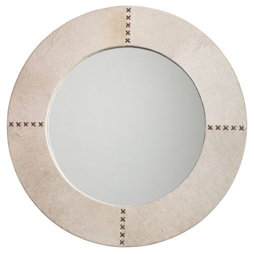 Cross Stitch 36" Hide Wall Mirror, White~P76806709