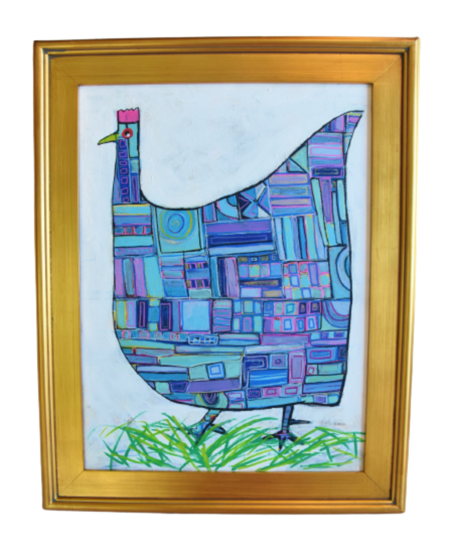 Folk Art Chicken Hen Rooster Painting~P77683139