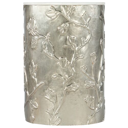 Melange Raisa Round End Table, Silver