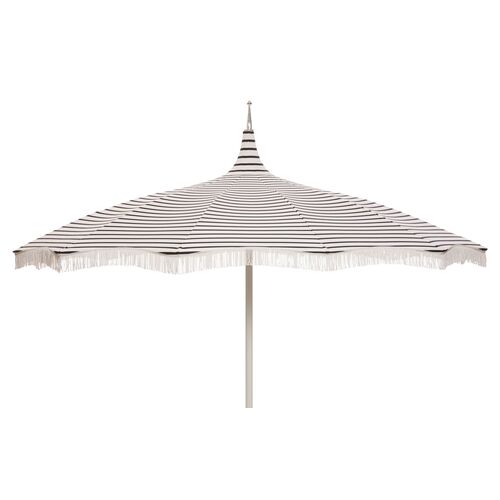 Ari Pagoda Fringe Patio Umbrella, Indigo/White~P77326407