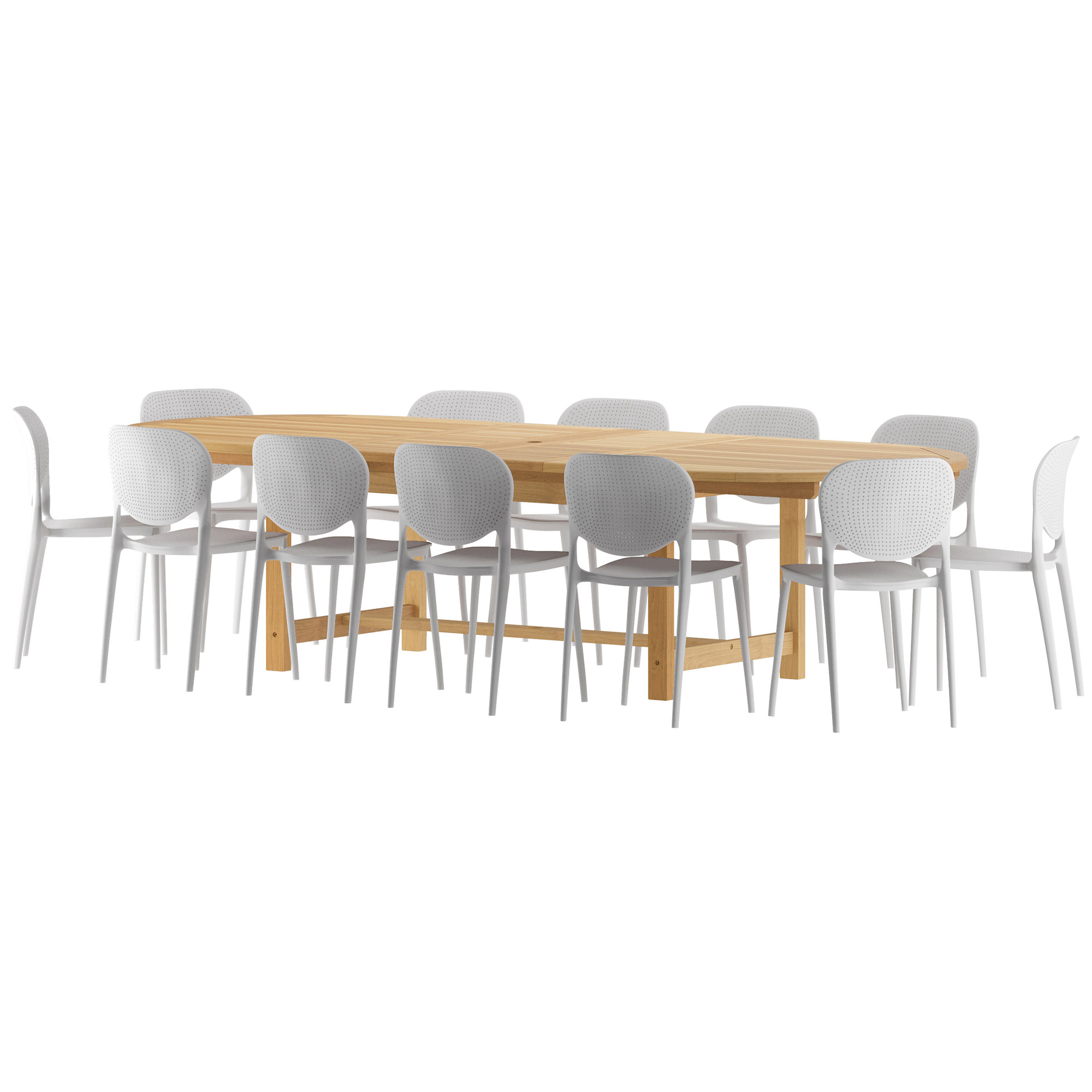 Astor 13-Pc Oval Deluxe Extension Outdoor Teak Dining Set