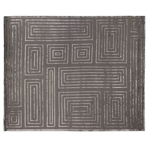 Velvet Maze Block Rug, Charcoal~P76439520