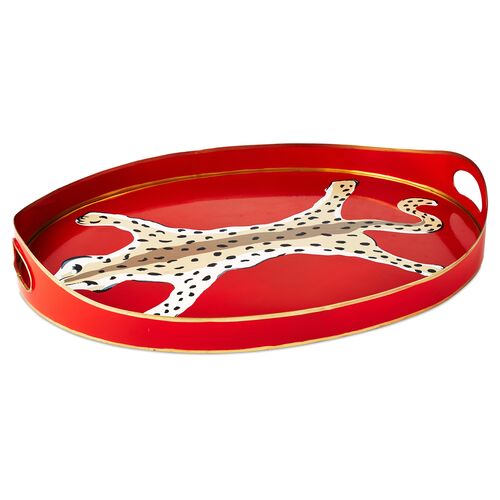 Orange Leopard Oval Tray~P77060151