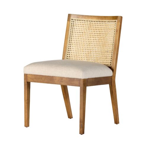 Aimee Cane Dining Side Chair, Natural/Flax~P77595430