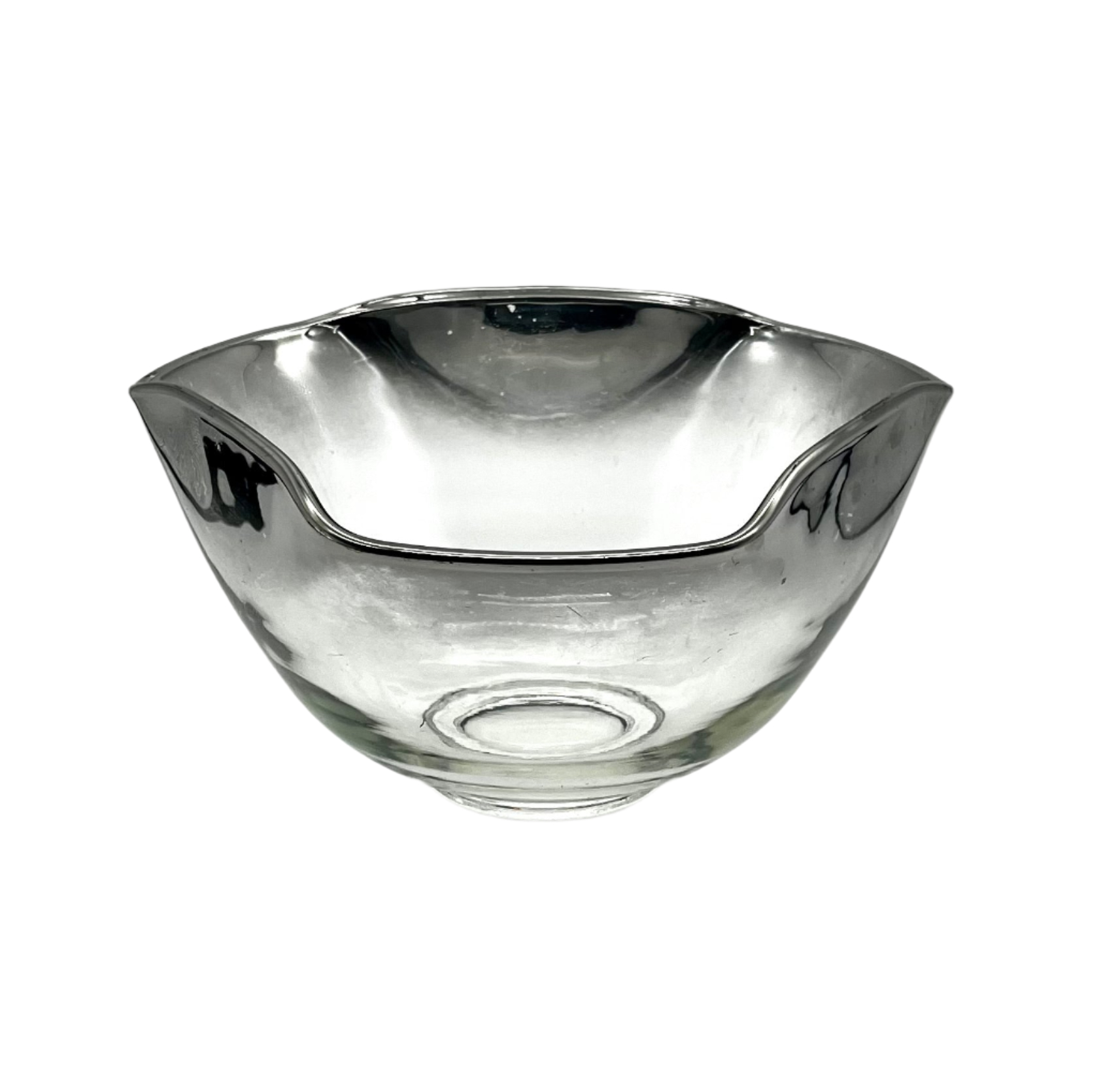 C. 1960s Silver Fade Glass Serving Bowl~P77718274