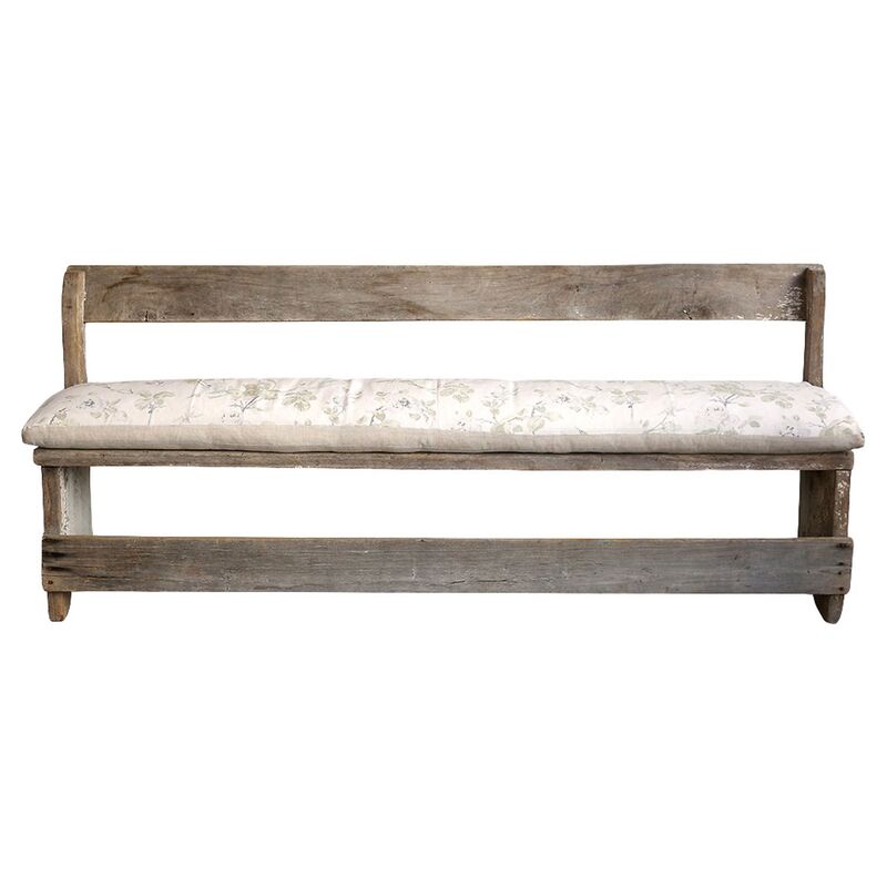 Rachel Ashwell Shabby Chic Couture Natural Wood Bench With Back Cus One Kings Lane