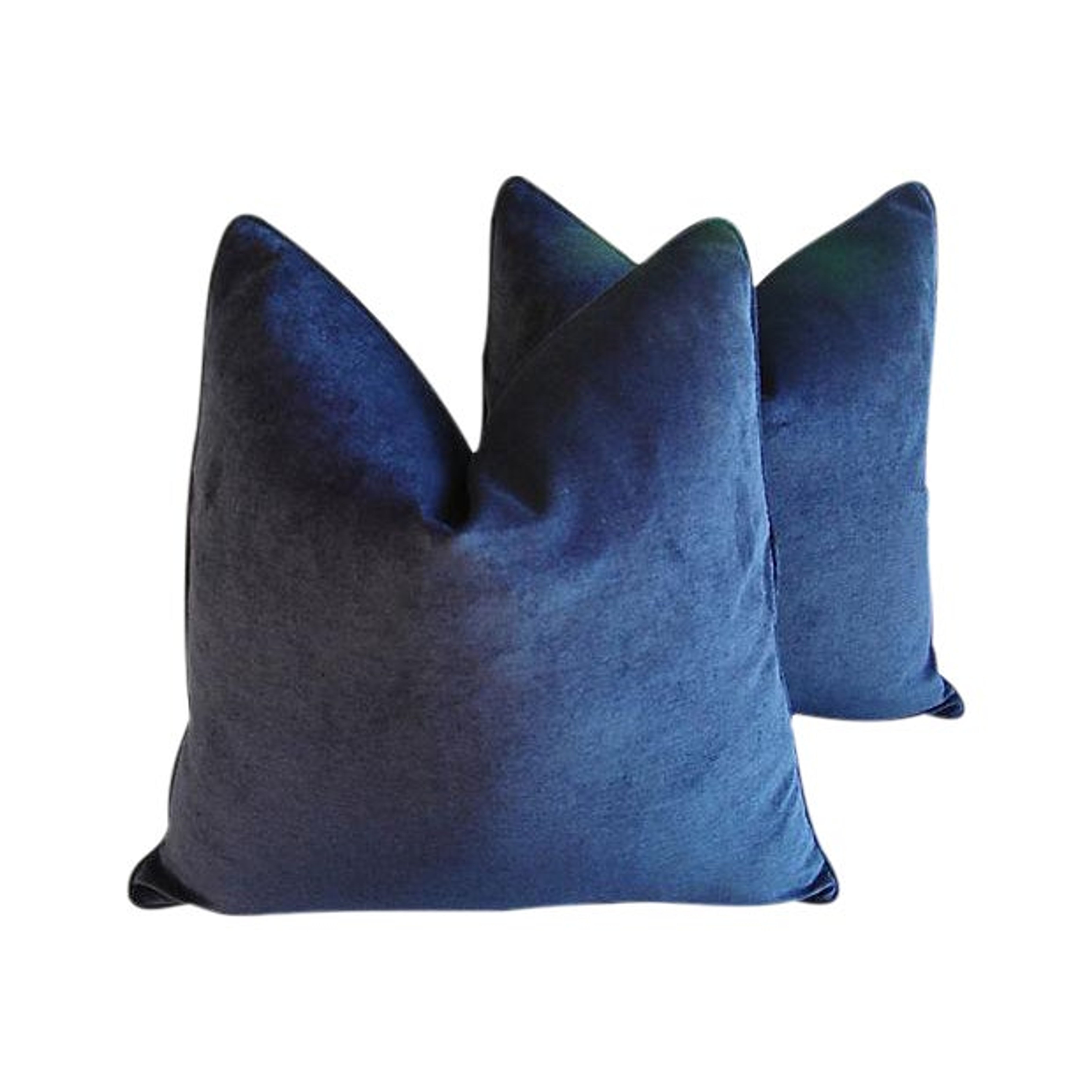 Midnight Blue Velvet Pillows, Pair~P77639397