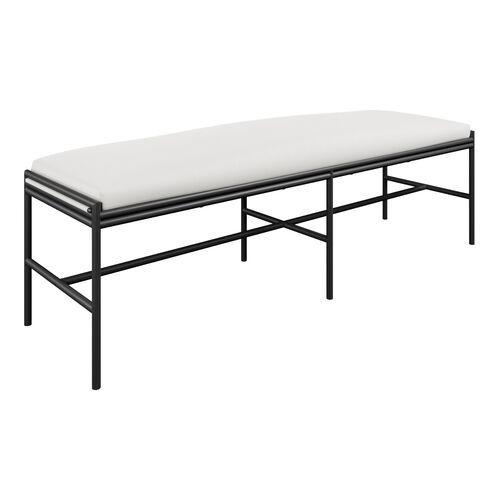 Santara Outdoor Aluminum Bench, Blanco/Smooth Charcoal Satin