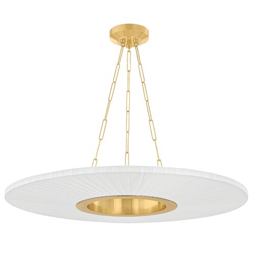 Caliora Chandelier, Aged Brass/White Silk