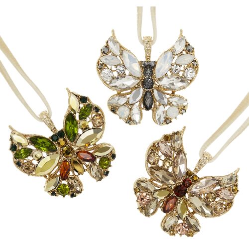Asst. of 3 Butterfly Ornaments, Gold/Multi~P77553738