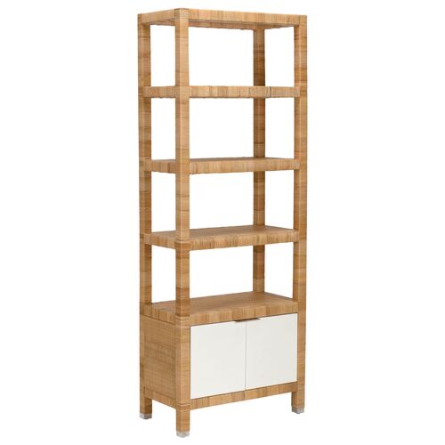 Mimo Woven Rattan Etagere, White/Natural Mimo Woven Rattan Etagere, White/Natural